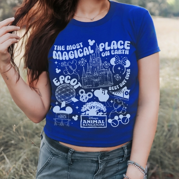 The Most Magical Place On Earth Disney World Trendy Graphic Crop Shirt - Picture 14 of 16